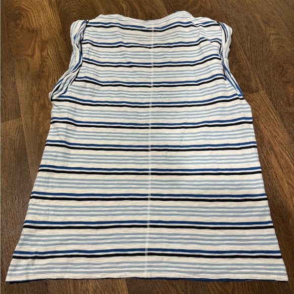 Veronica Beard Dree Striped Muscle T-Shirt Blue White Size XS - Picture 5 of 9